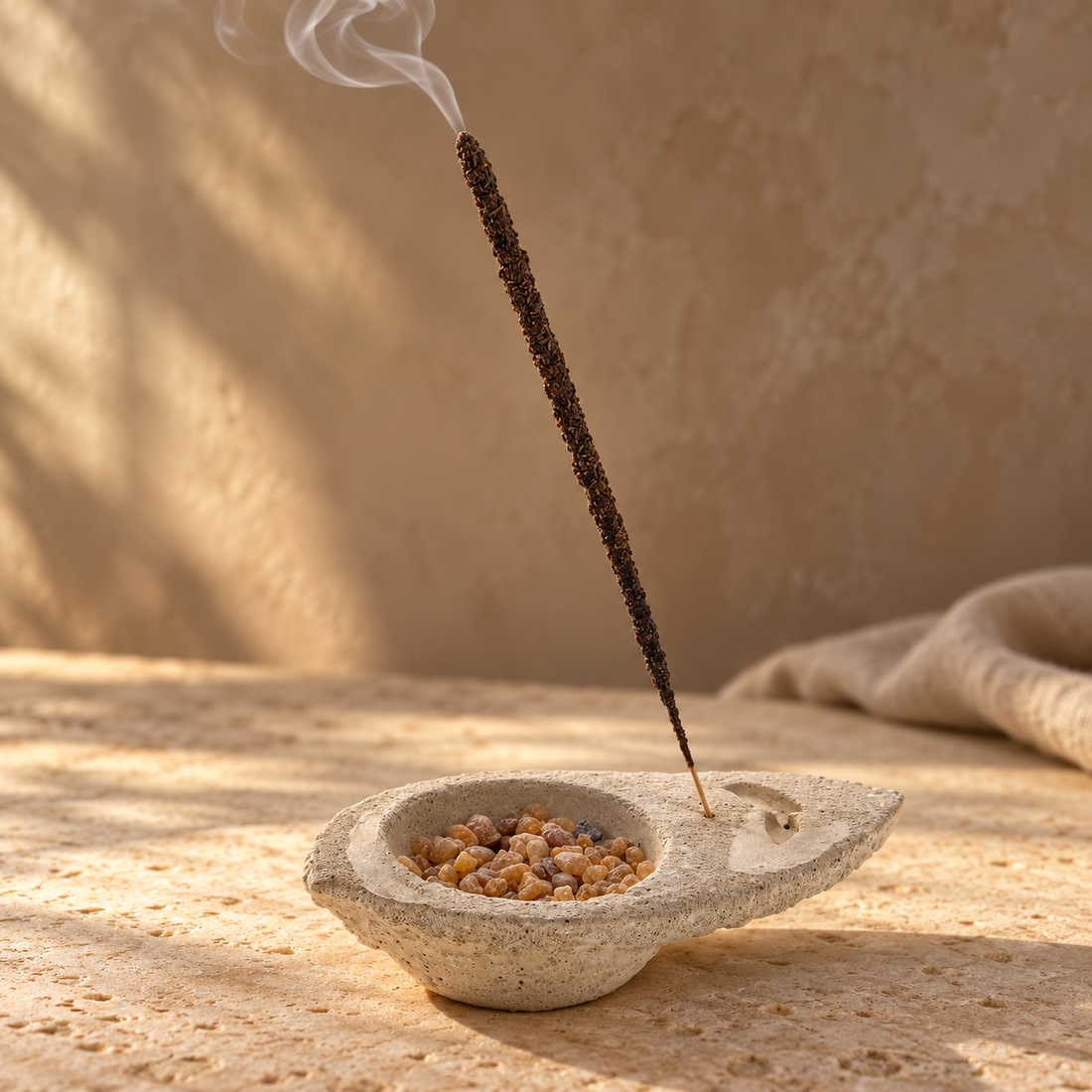 Leaf Cement Incense Burner | Grounding Ritual &amp; Sacred Smoke