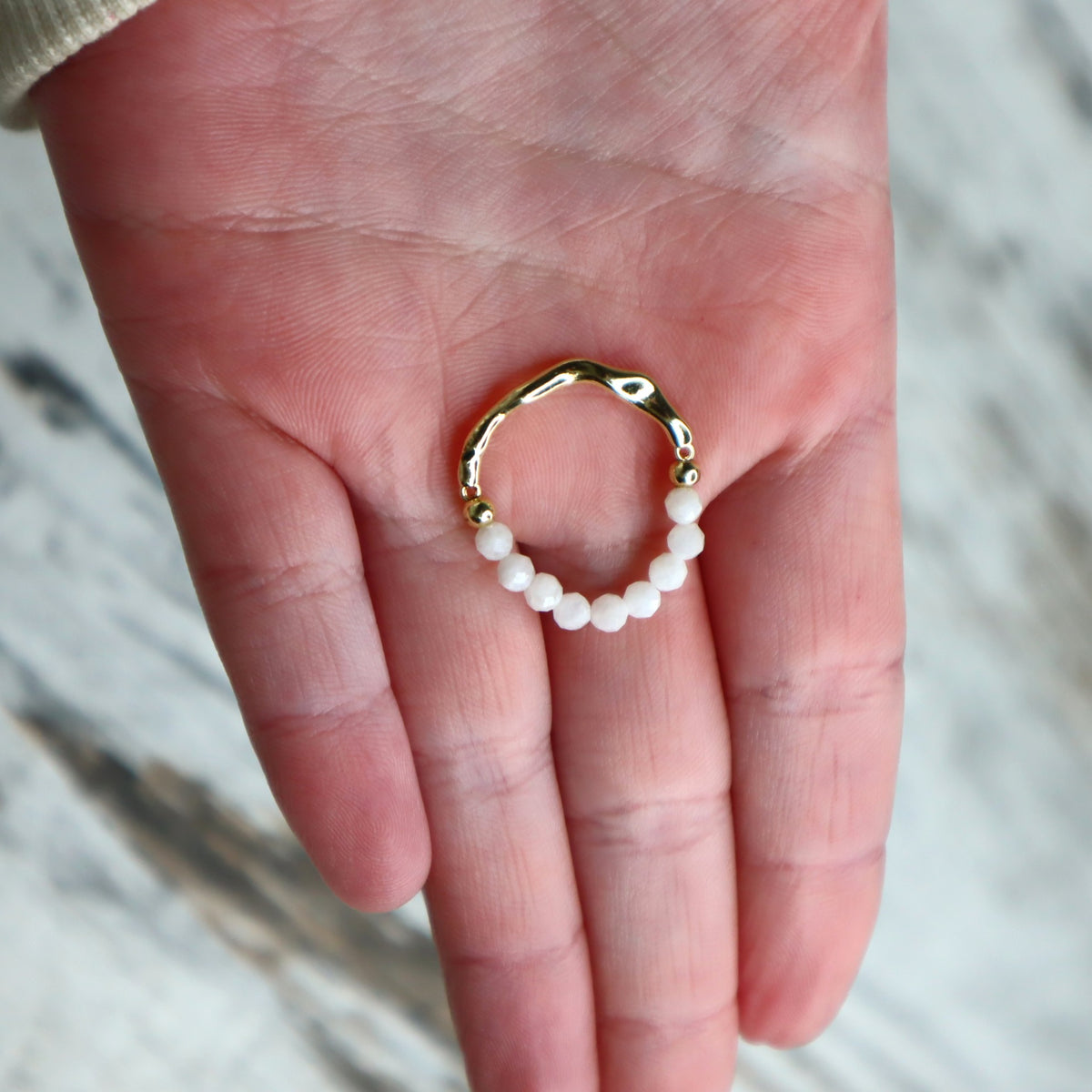 Moonstone Beaded Ring | Intuition, New Beginnings &amp; Inner Guidance