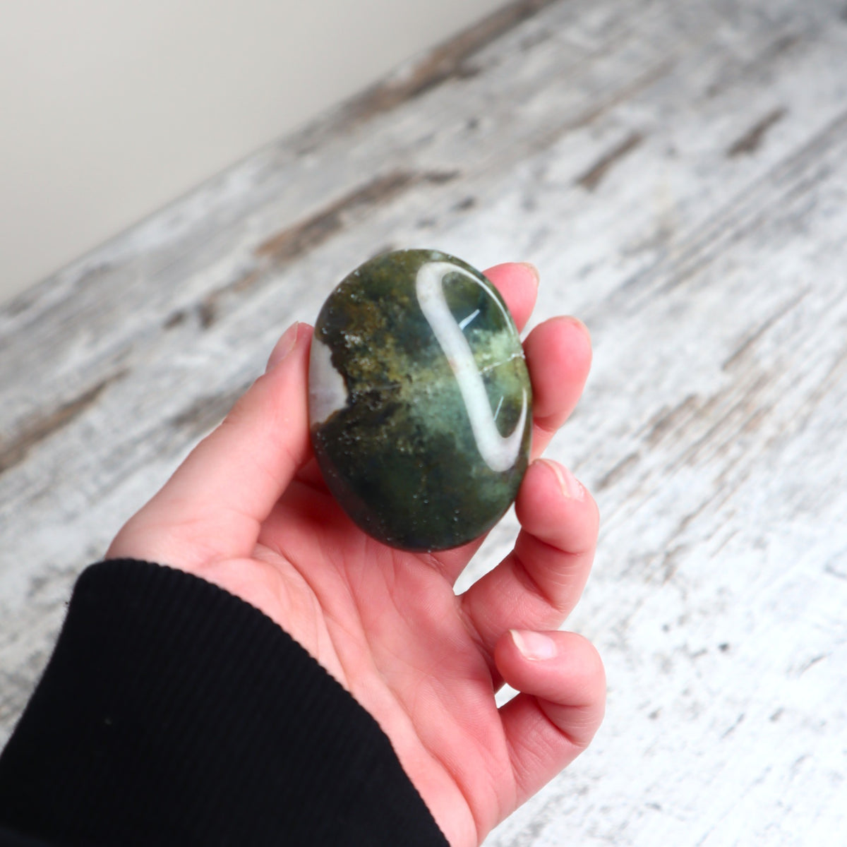 Moss Agate Palm Stone | Growth, Renewal &amp; Grounded Abundance