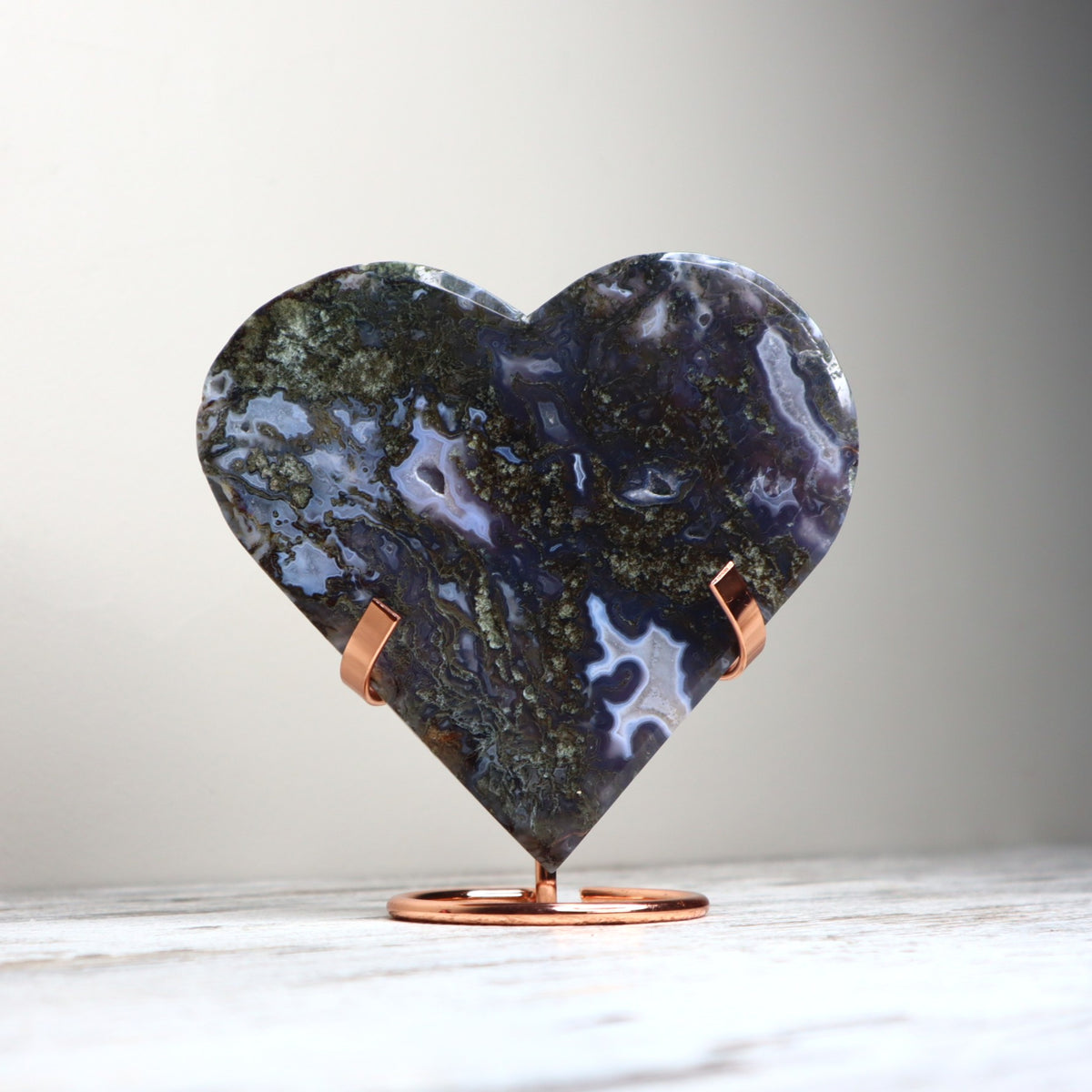 Moss Agate Heart | Inner Harmony, Renewal &amp; Abundance