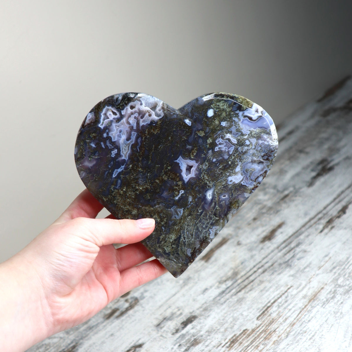 Moss Agate Heart | Inner Harmony, Renewal &amp; Abundance