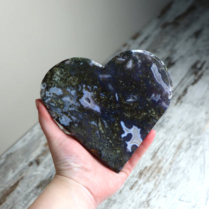 Moss Agate Heart | Inner Harmony, Renewal &amp; Abundance