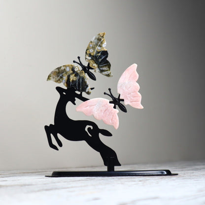Ocean Jasper & Pink Opal Butterfly Deer | Nurturing, Joy & Transformation