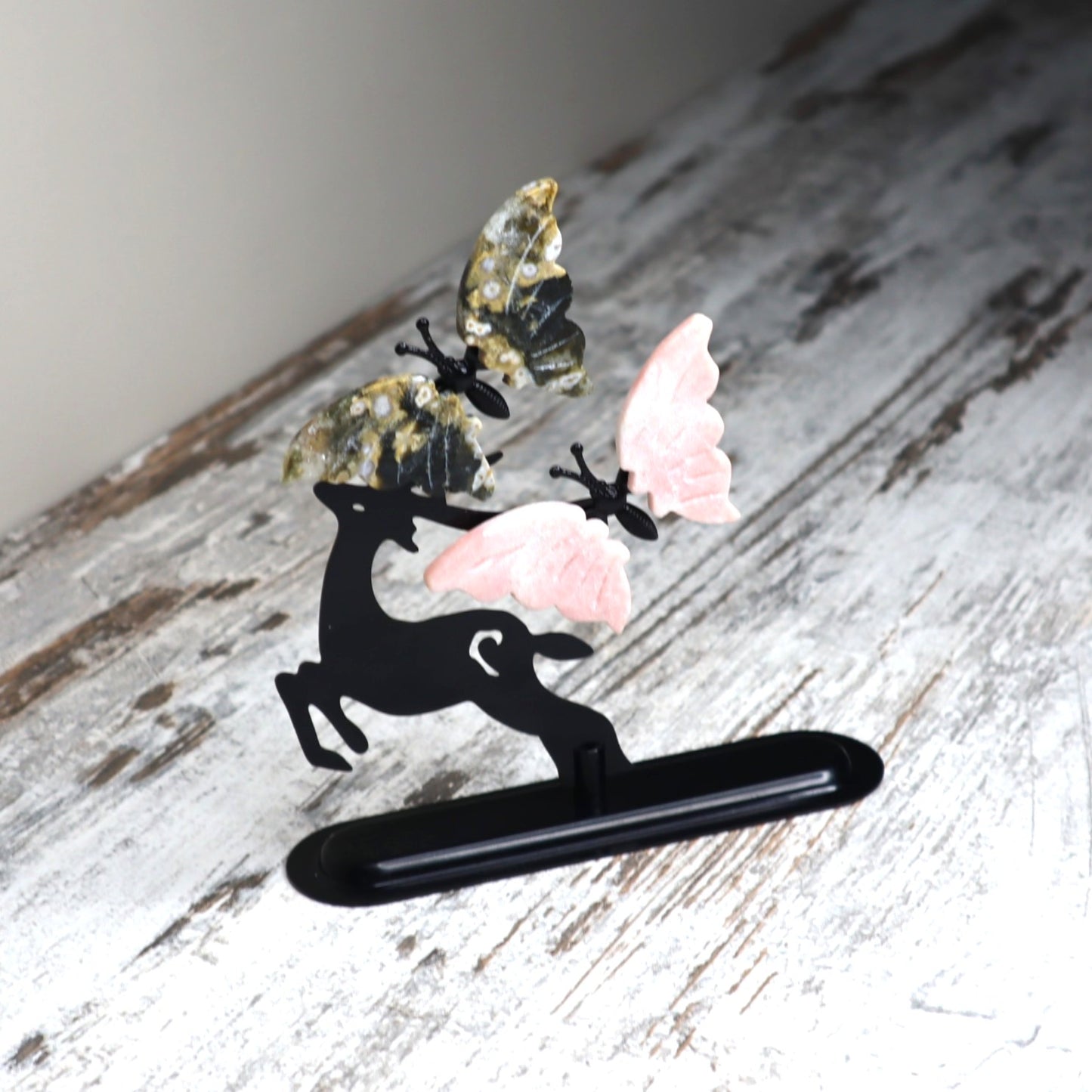 Ocean Jasper & Pink Opal Butterfly Deer | Nurturing, Joy & Transformation