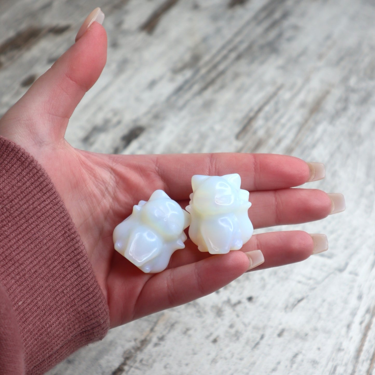 Opalite Nine-Tailed Fox Mini Carving | Intuition, Magic & New Possibilities