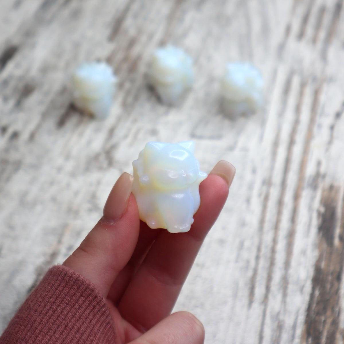 Opalite Nine-Tailed Fox Mini Carving | Intuition, Magic &amp; New Possibilities