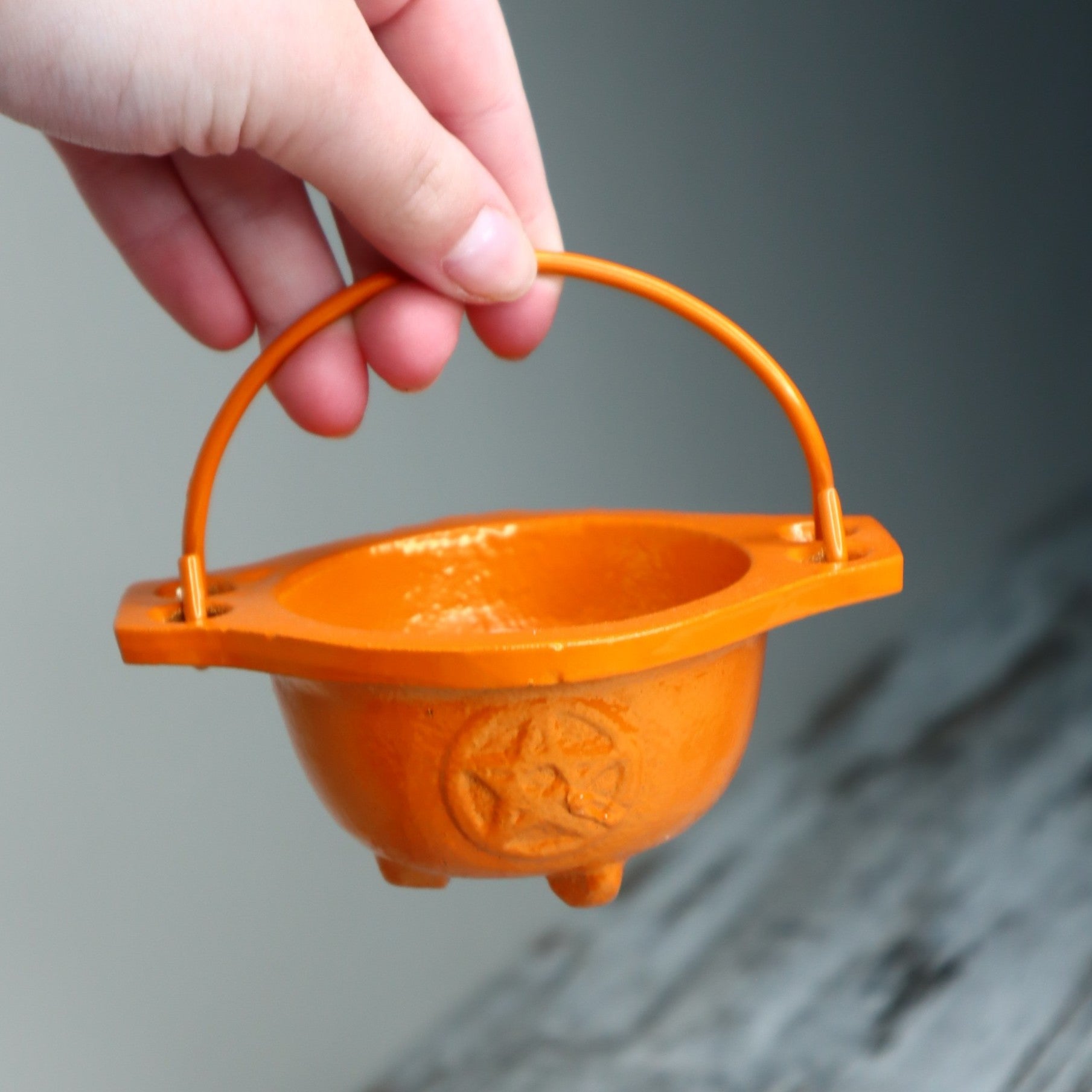 Cast Iron Pentagram Cauldron | Orange | Rituals, Intention &amp; Altar Magic