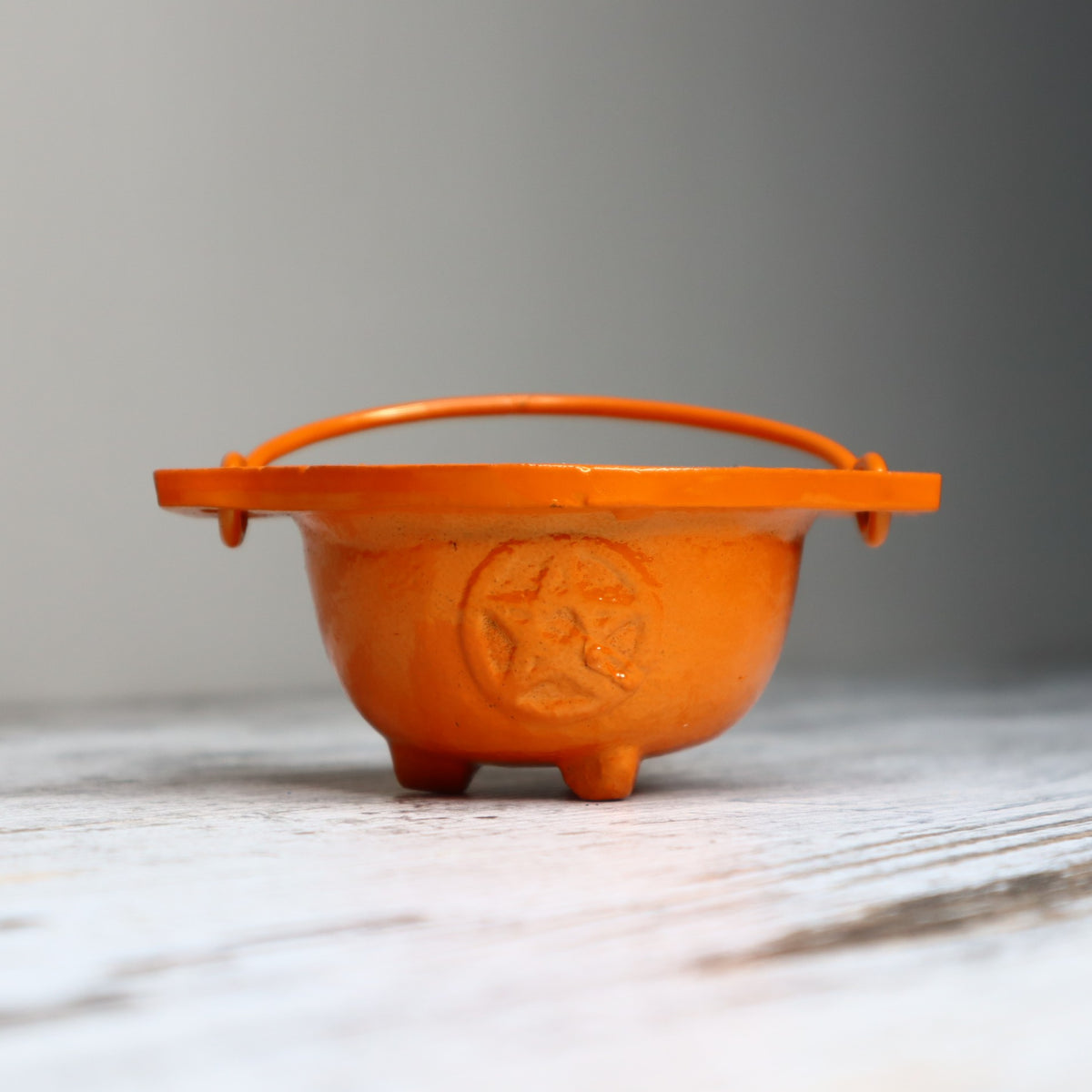 Cast Iron Pentagram Cauldron | Orange | Rituals, Intention &amp; Altar Magic