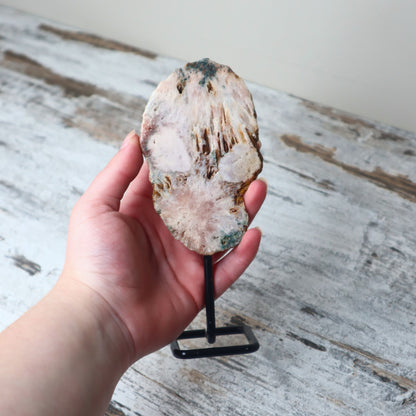 Pink Amethyst Freeform on Stand | Heart Healing & Emotional Renewal