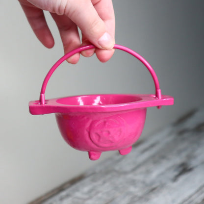 Cast Iron Pentagram Cauldron | Pink | Rituals, Intention &amp; Altar Magic