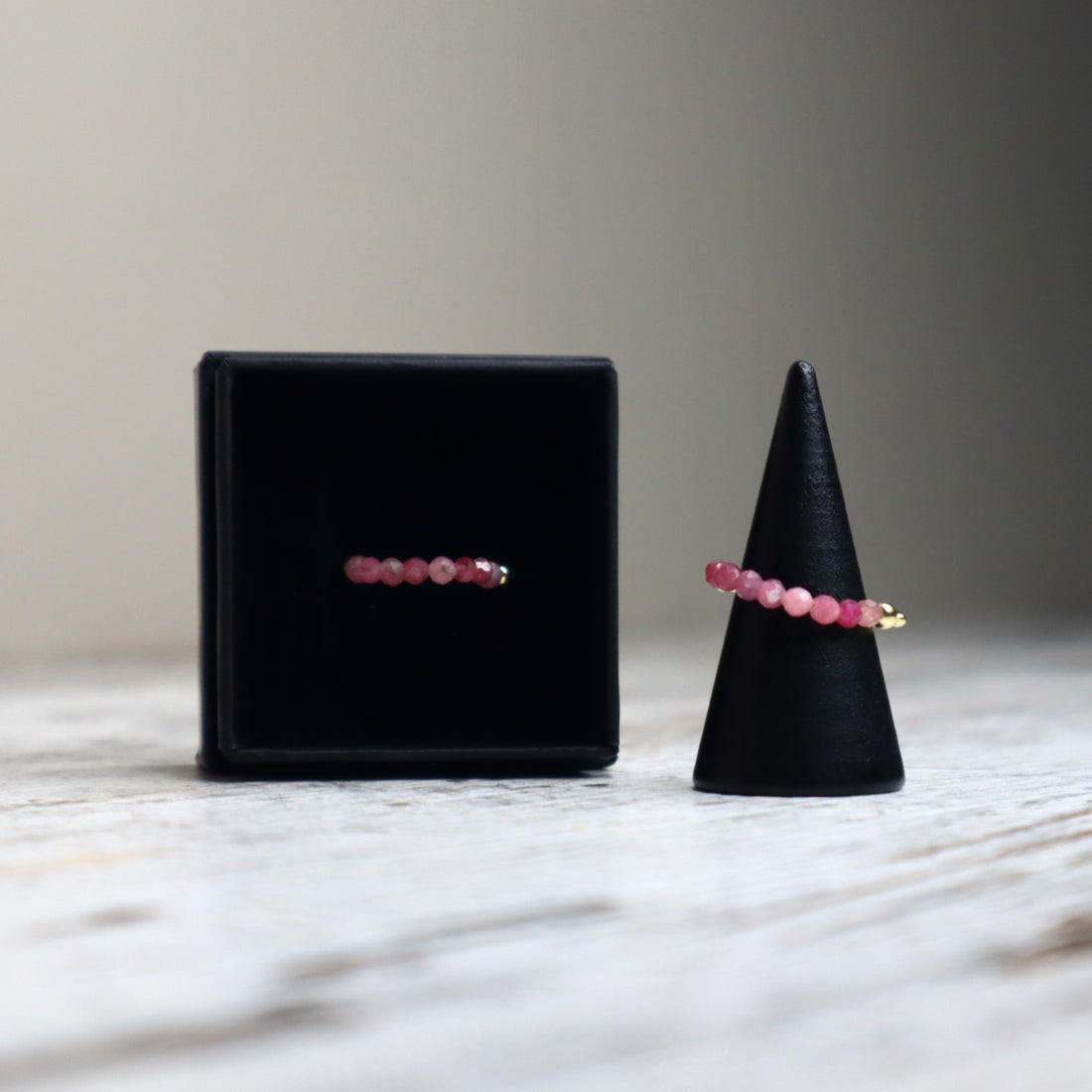 Pink Tourmaline Beaded Ring | Love, Emotional Healing &amp; Self-Worth