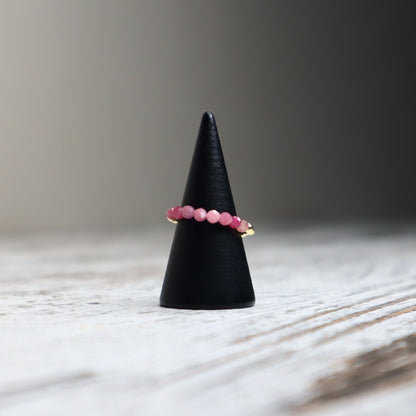 Pink Tourmaline Beaded Ring | Love, Emotional Healing &amp; Self-Worth
