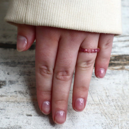 Pink Tourmaline Beaded Ring | Love, Emotional Healing &amp; Self-Worth