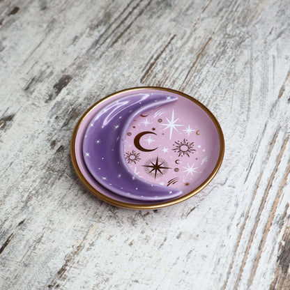 Purple Moon Stacking Ceramic Trinket Dish | Celestial Magic, Intuition &amp; Sacred Treasures