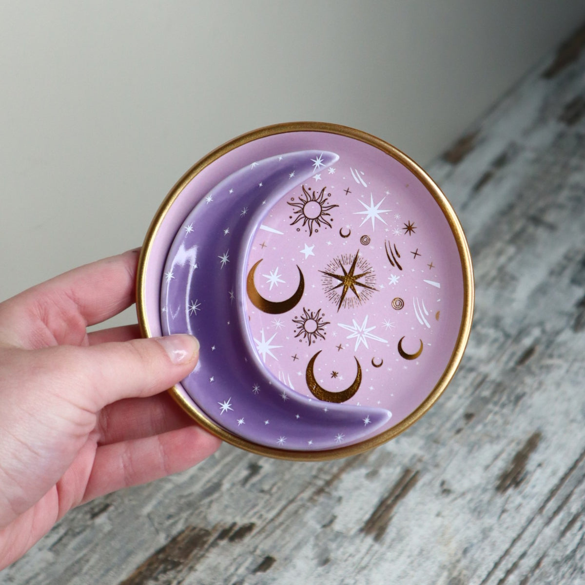 Purple Moon Stacking Ceramic Trinket Dish | Celestial Magic, Intuition &amp; Sacred Treasures