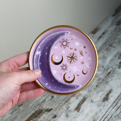 Purple Moon Stacking Ceramic Trinket Dish | Celestial Magic, Intuition &amp; Sacred Treasures