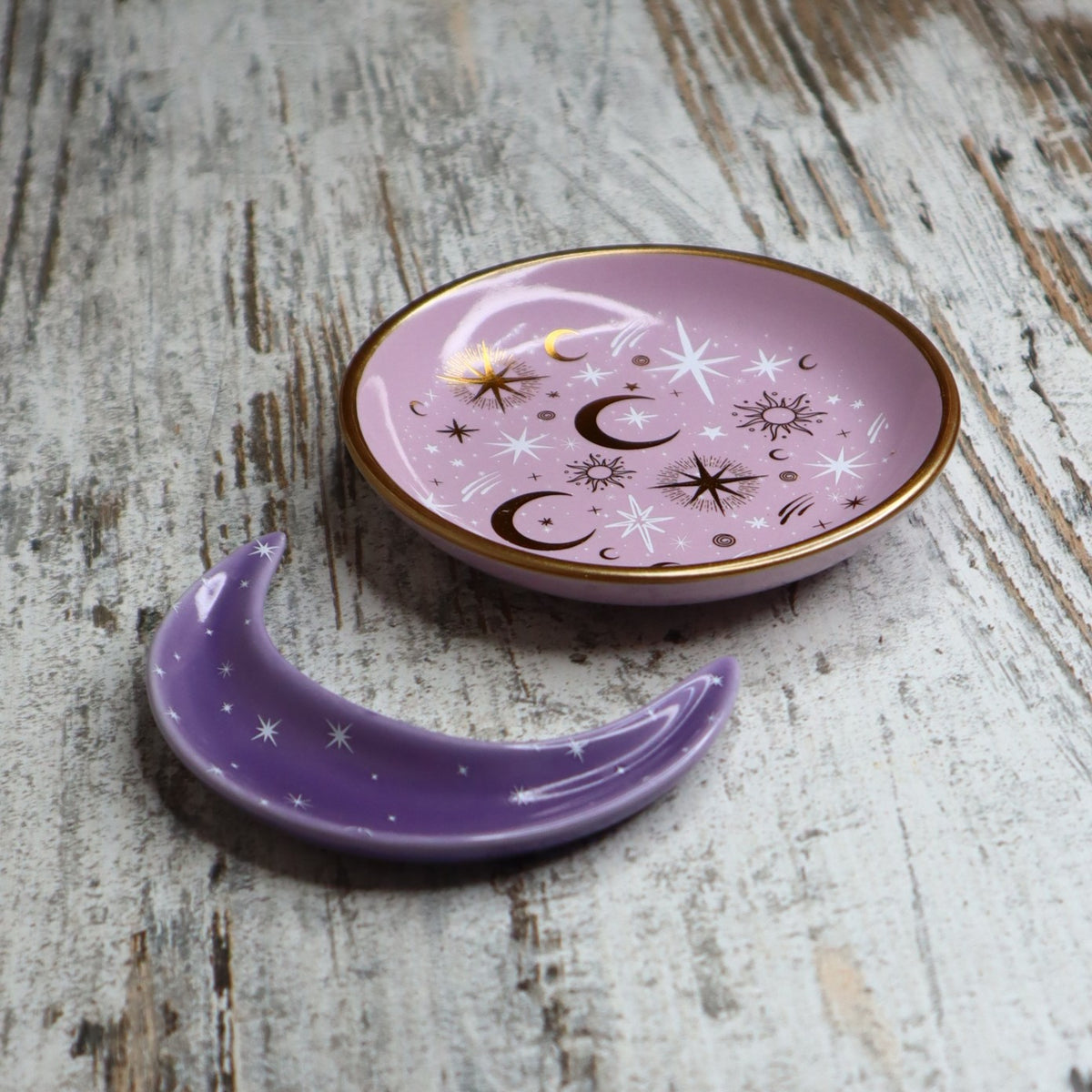 Purple Moon Stacking Ceramic Trinket Dish | Celestial Magic, Intuition &amp; Sacred Treasures