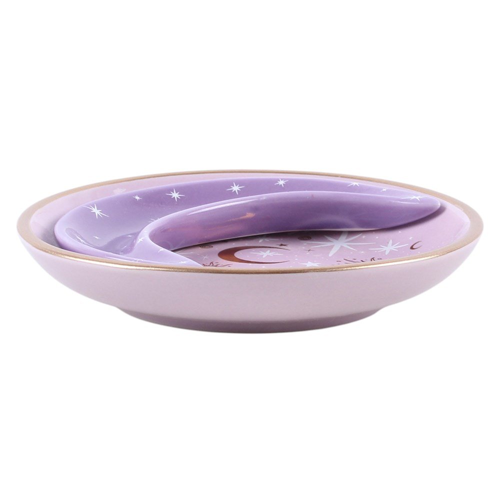 Purple Moon Stacking Ceramic Trinket Dish | Celestial Magic, Intuition &amp; Sacred Treasures