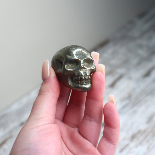Pyrite Skull Carving | Protection, Confidence & Powerful Manifestation