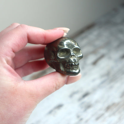 Pyrite Skull Carving | Protection, Confidence & Powerful Manifestation
