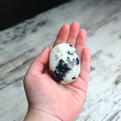 Rainbow Moonstone Palm Stone | Intuition, Emotional Balance & New Beginnings