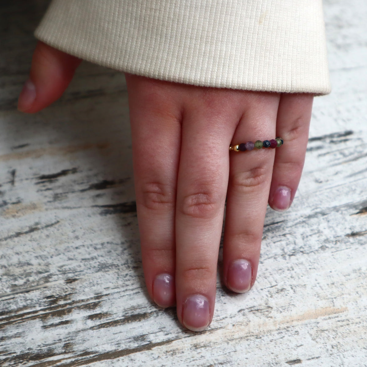 Rainbow Tourmaline Beaded Ring | Balance, Love &amp; Protection
