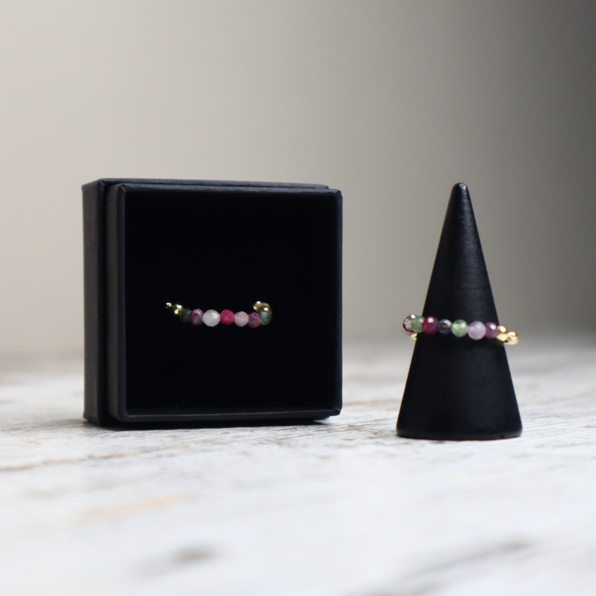 Rainbow Tourmaline Beaded Ring | Balance, Love &amp; Protection