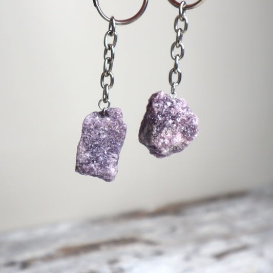 Lepidolite Raw Keychain | Calm, Emotional Balance & Peace
