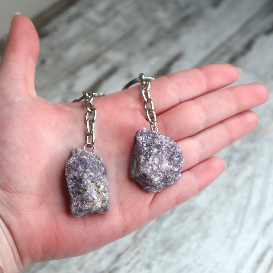 Lepidolite Raw Keychain | Calm, Emotional Balance &amp; Peace