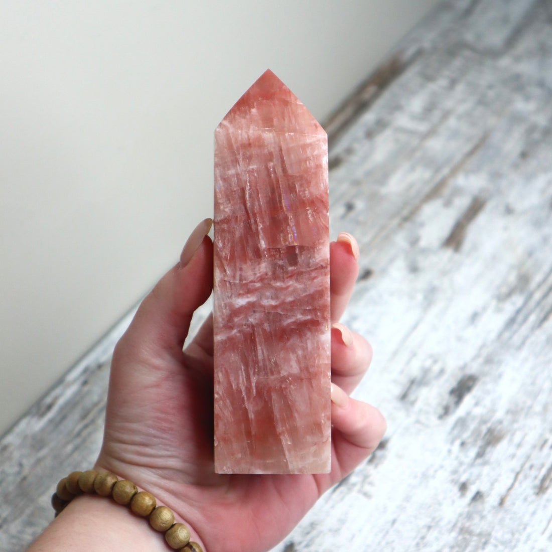 Rose Calcite Tower | Emotional Healing, Calm &amp; Heart Support