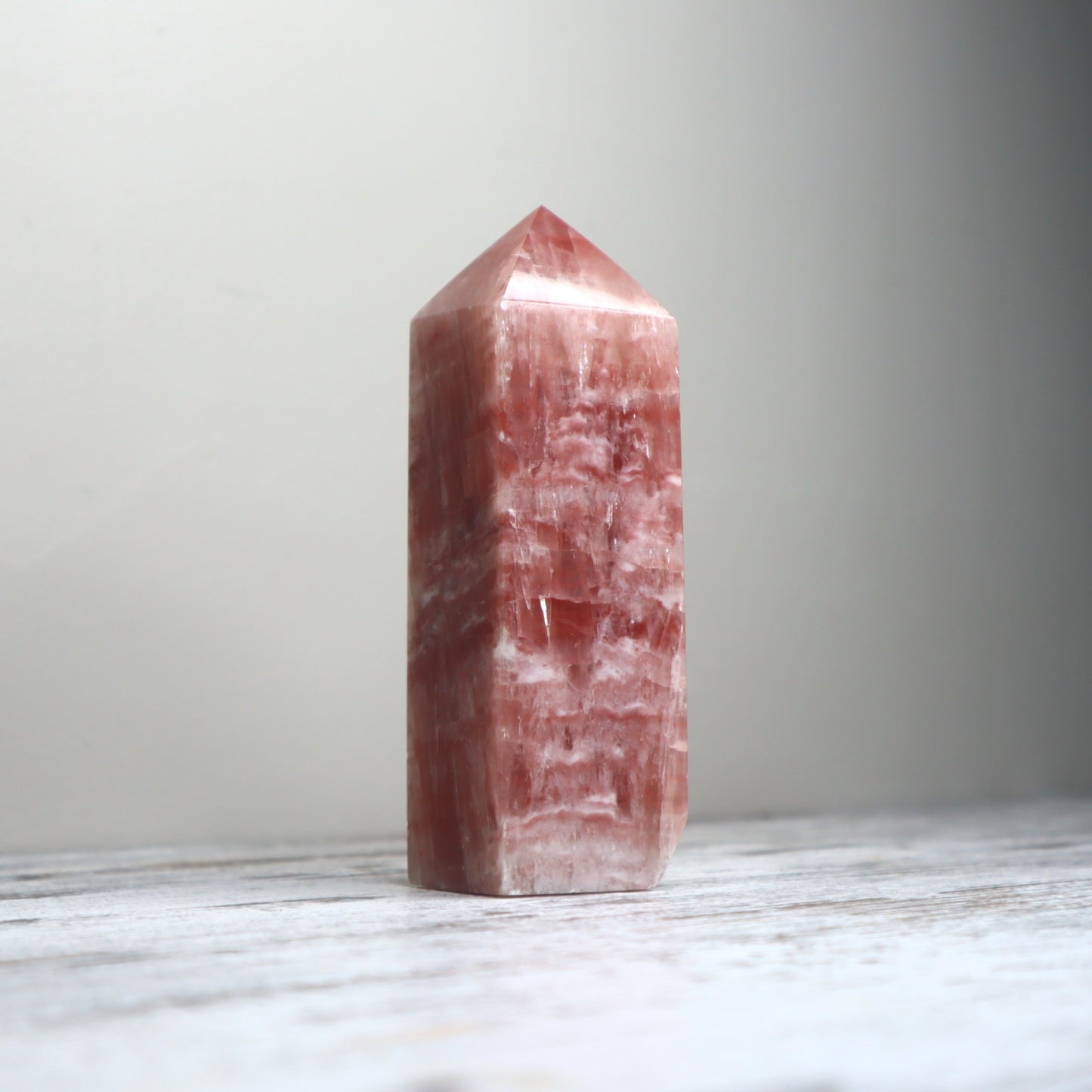 Rose Calcite Tower | Emotional Healing, Calm & Heart Support