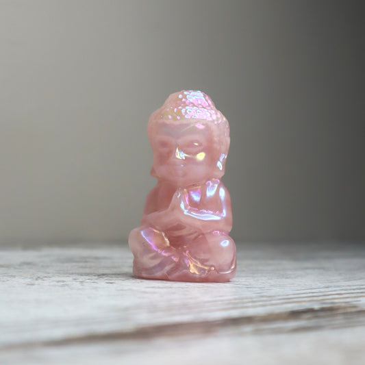 Rose Quartz Aura Buddha | Unconditional Love, Peace & Divine Serenity