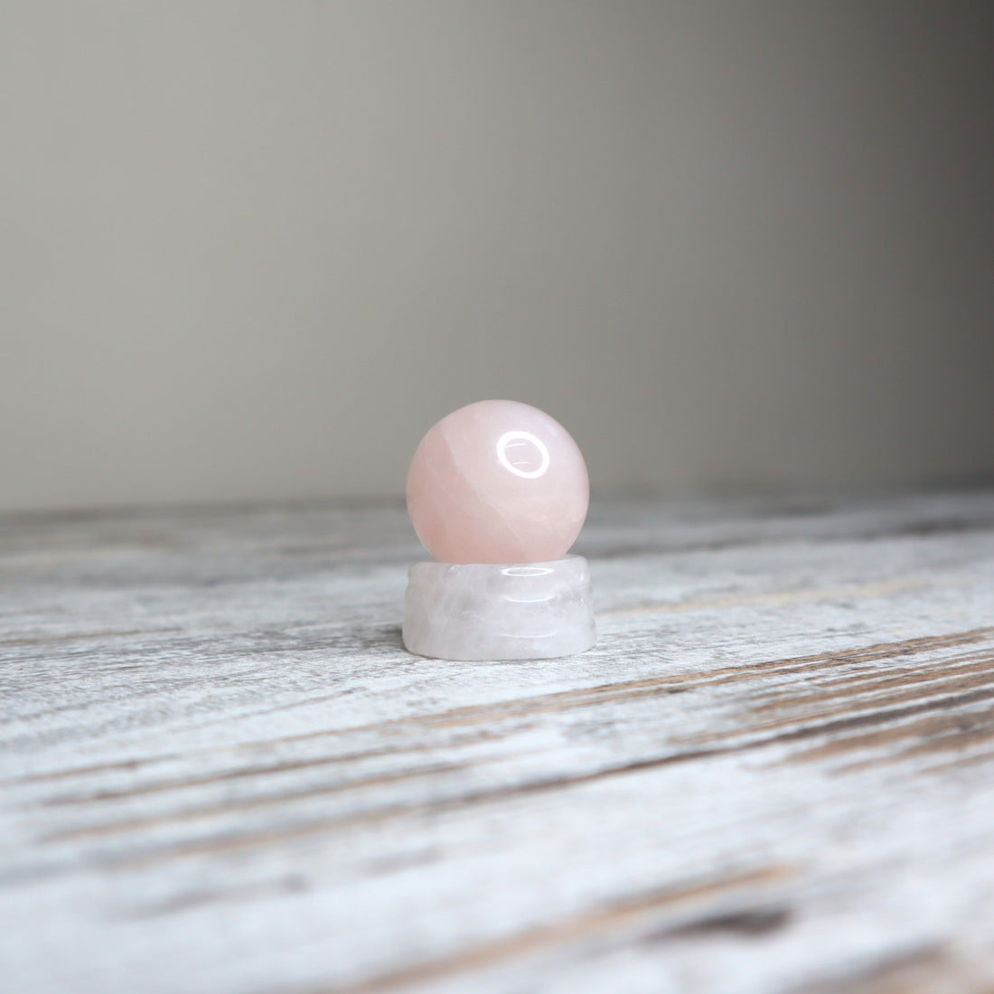 Rose Quartz Mini Sphere on Quartz Stand