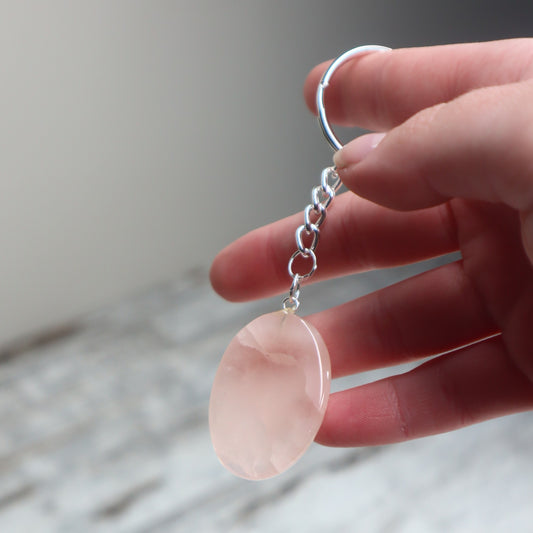 Rose Quartz Worry Stone Keychain | Self-Love, Calm & Heart Healing