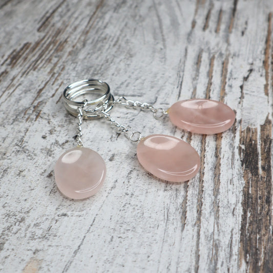 Rose Quartz Worry Stone Keychain | Self-Love, Calm & Heart Healing
