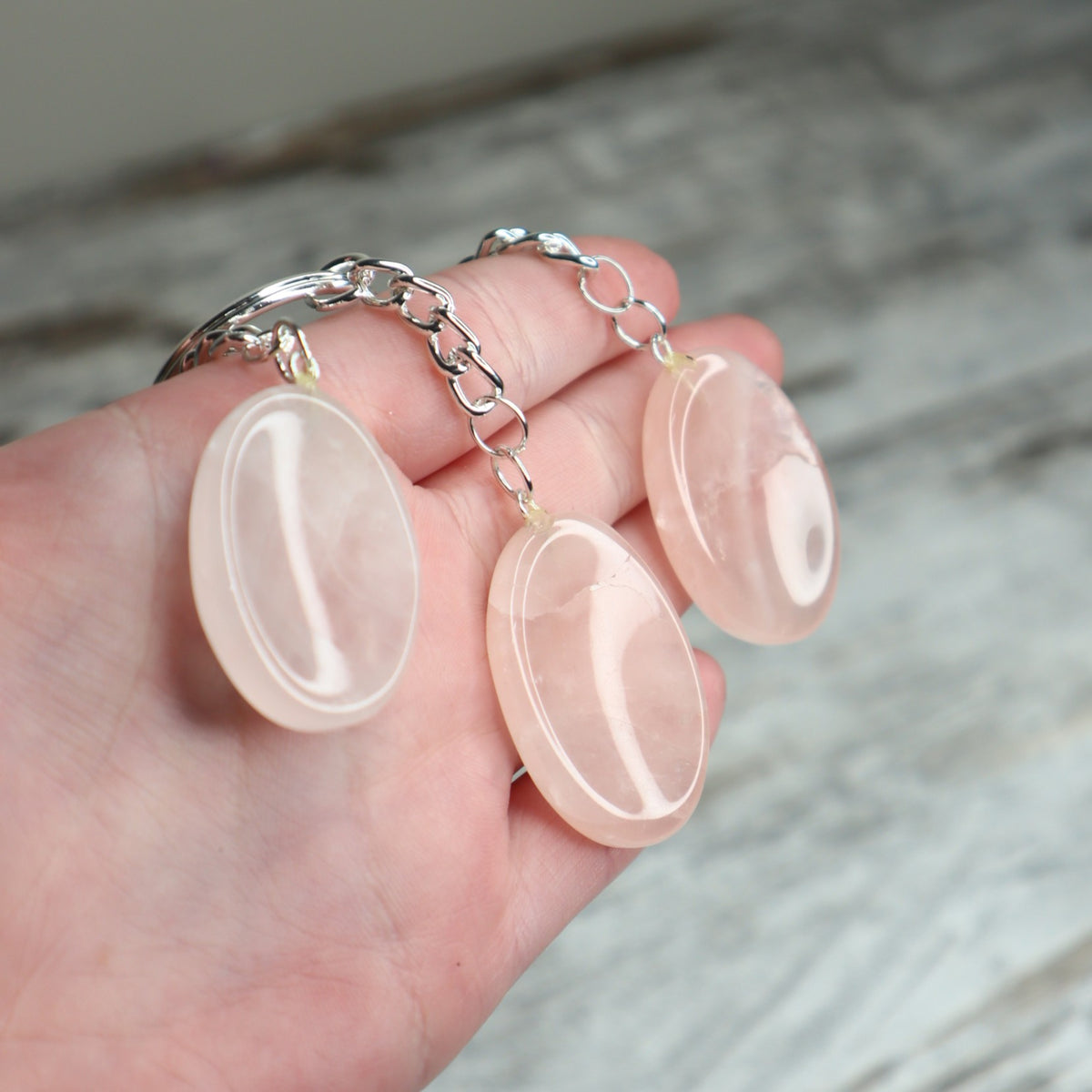 Rose Quartz Worry Stone Keychain | Self-Love, Calm &amp; Heart Healing