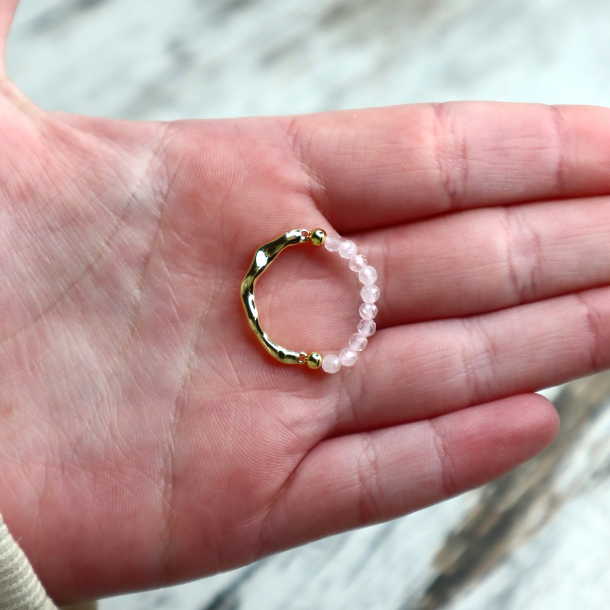 Rose Quartz Beaded Ring | Love, Self-Love &amp; Emotional Healing