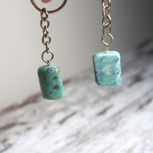 Ruby Fuchsite Keychain | Heart Healing, Vitality & Positive Energy