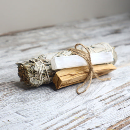 Cleansing Ritual Bundle | Sage, Palo Santo & Selenite