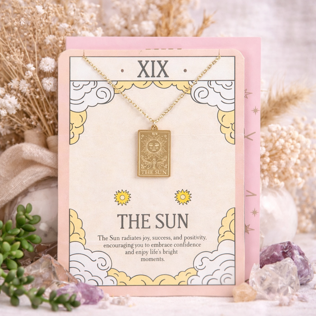 The Sun Tarot Necklace Greeting Card | Joy, Confidence &amp; Positive Energy