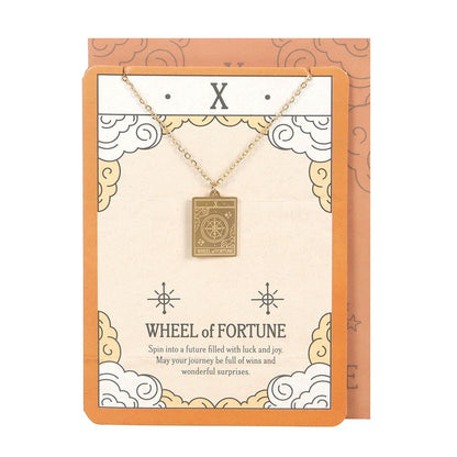 Wheel Of Fortune Tarot Necklace Greeting Card | Luck, Destiny & New Beginnings