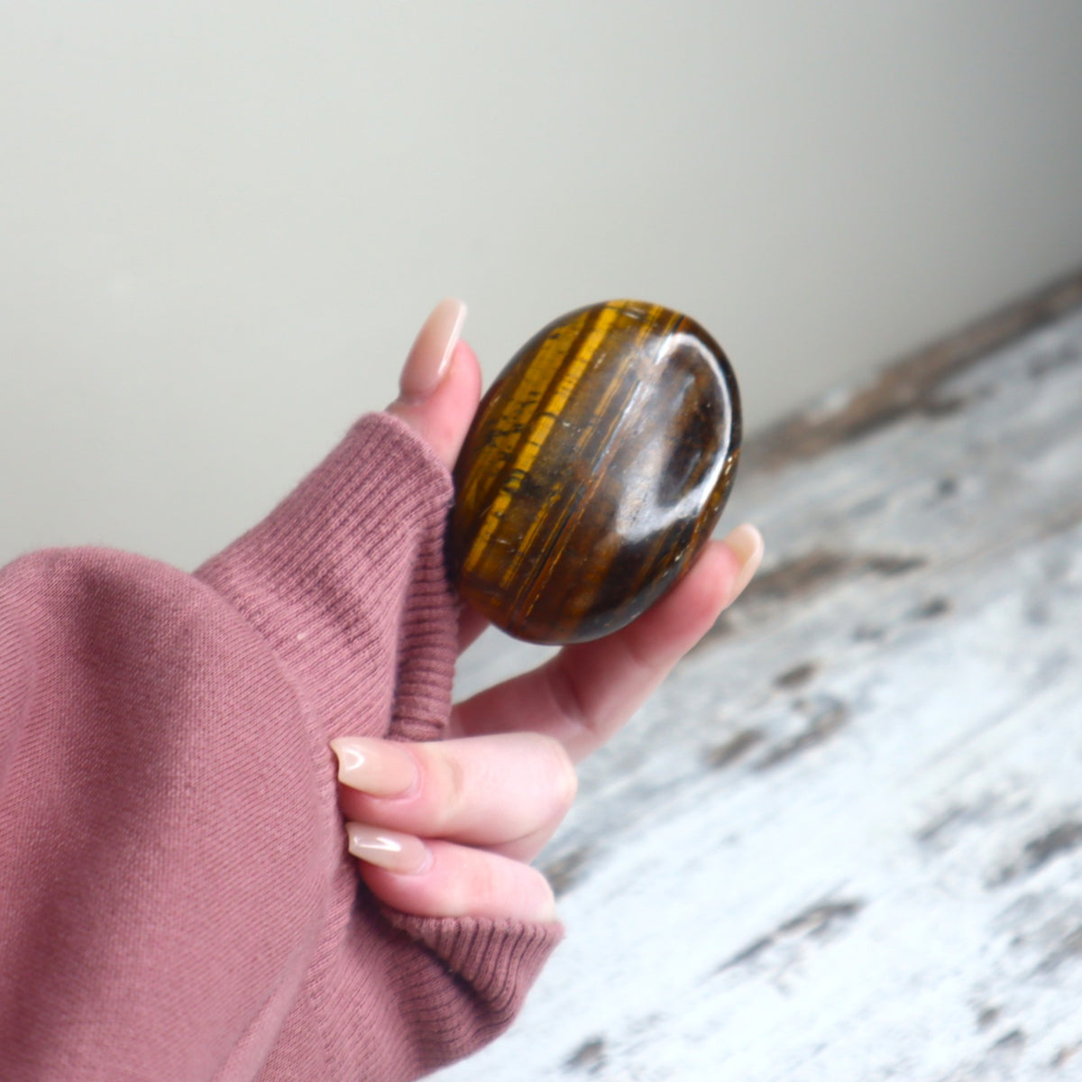 Tiger Eye Palm Stone | Confidence, Protection &amp; Grounded Courage