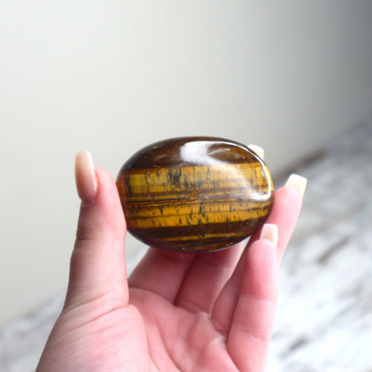 Tiger Eye Palm Stone | Confidence, Protection & Grounded Courage