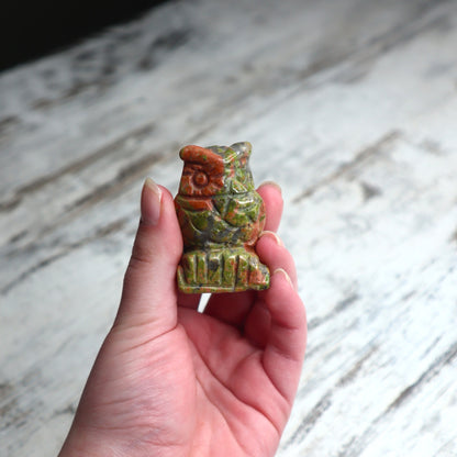 Unakite Owl | Emotional Healing, Balance & Gentle Growth