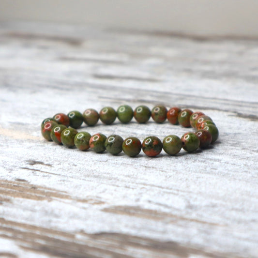 Unakite Bead Bracelet | 8mm | Emotional Healing, Balance & Gentle Renewal