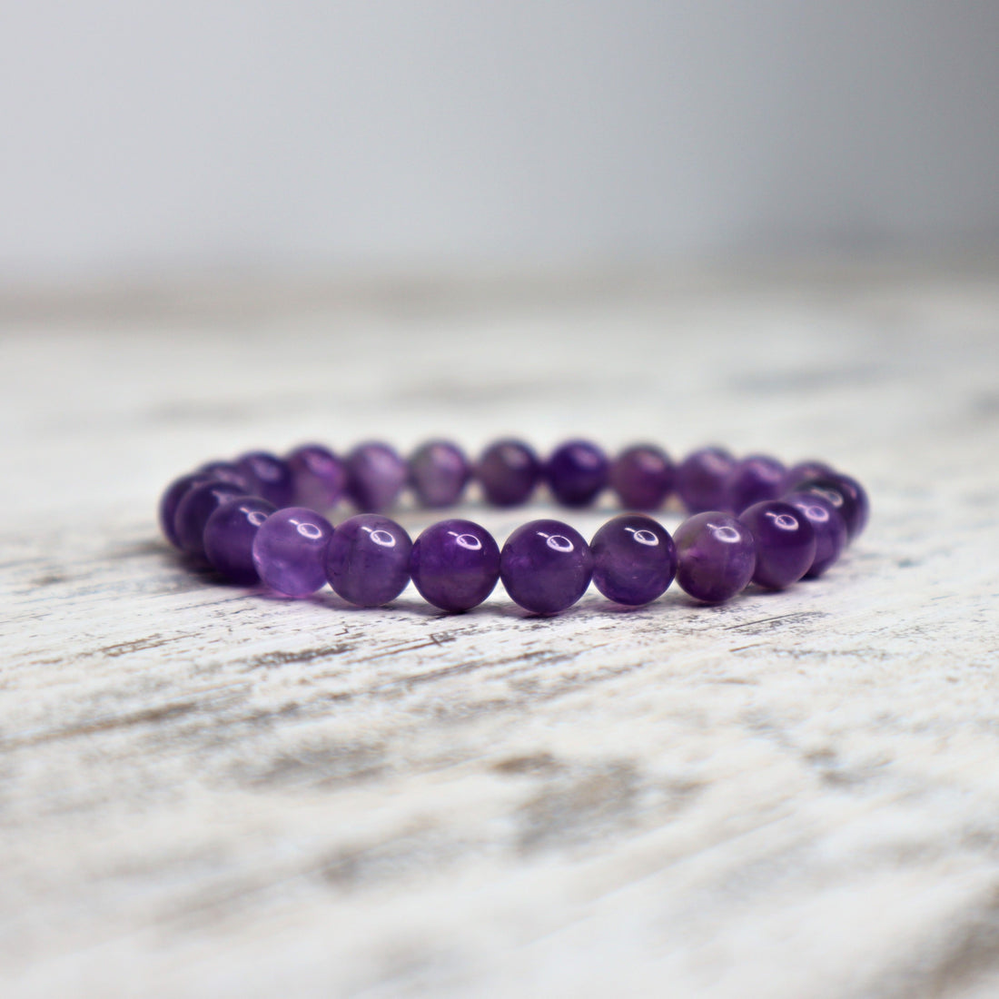 Amethyst Bead Bracelet | 8mm | Calm, Intuition &amp; Spiritual Protection