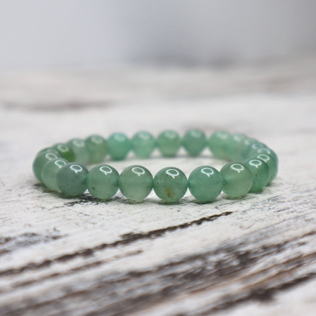 Green Aventurine Bead Bracelet | 8mm | Luck, Growth &amp; Heart Healing