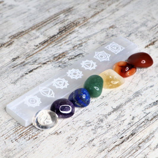 Selenite Plate + Chakra Crystal Bundle