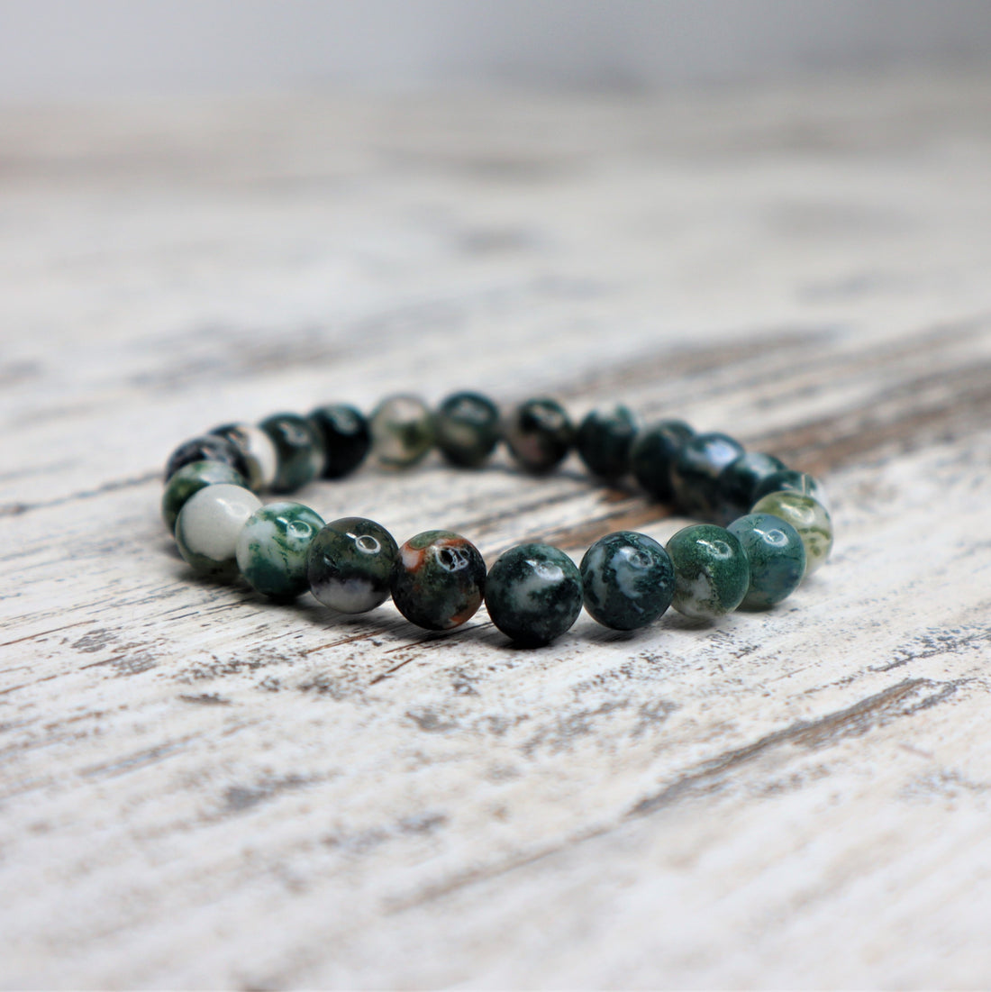 Tree Agate Bead Bracelet | 8mm | Grounding, Growth &amp; Inner Peace