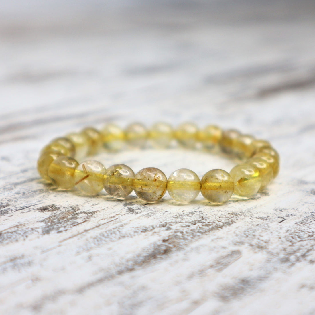 Rutilated Quartz Bead Bracelet | 8mm | Divine Clarity, Manifestation &amp; Soul Alignment